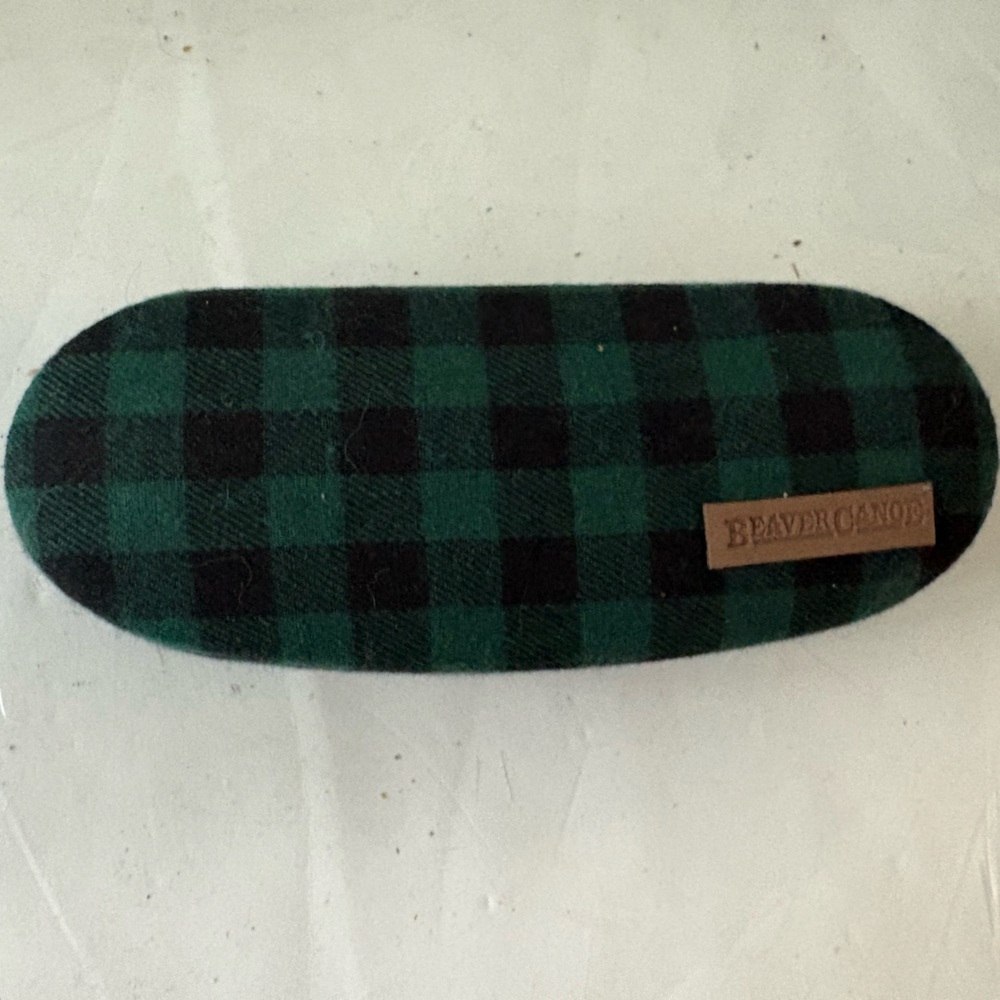 Beaver canoe Green and Black Plaid Eyeglass Case